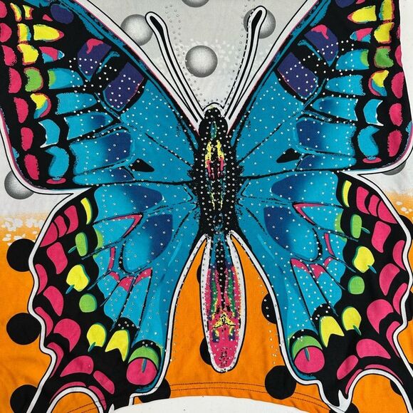 EUC CR Women’s Colorful Studded Butterfly Tank Top Shark Hem Line - Size XL - Picture 5 of 9